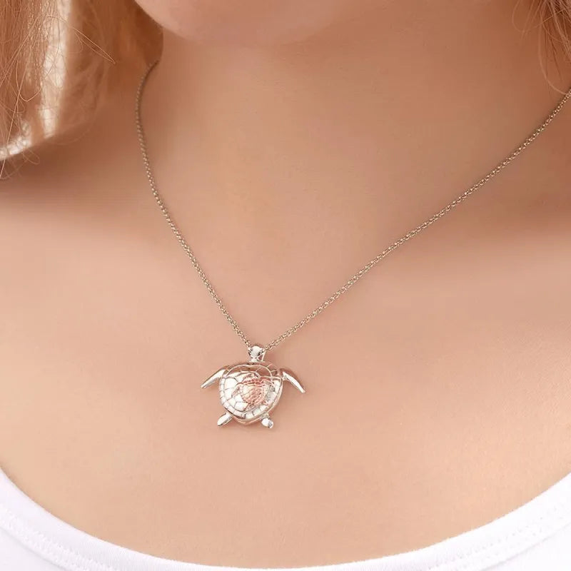 Custom Photo Engraved Name Necklace Sea Turtle Locket Necklace Mother's Day Gift for Mom