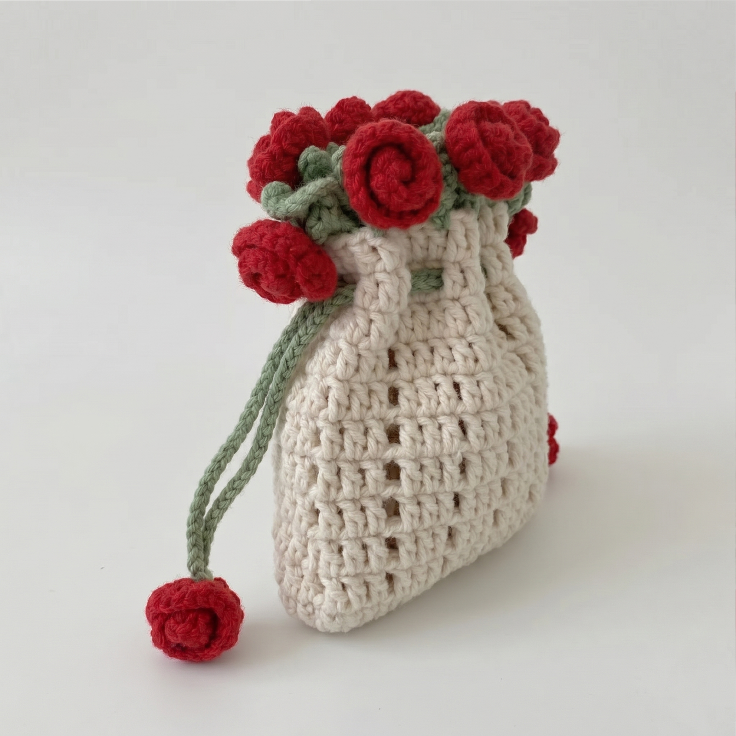 DIY Knitted Rose Bouquet Bag Woven Bucket Bag Ready-Made Hand-woven Flower Bouquet Gift For Mother or