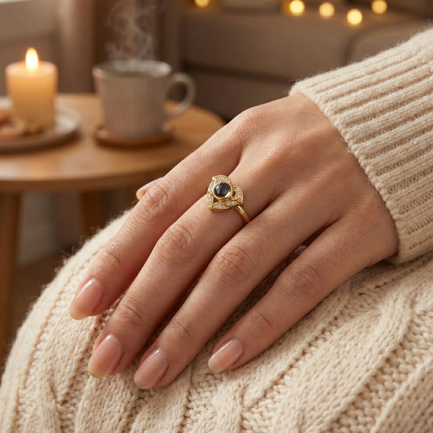 "I Love You" in 100 Languages Projection Ring – Exquisite Angel Wings Design – Romantic Promise & Engagement Gift for Her