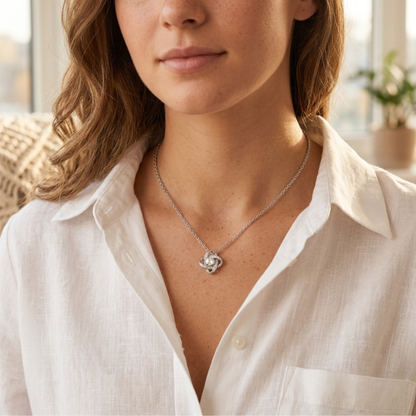 Cubic Zirconia Four Leaf Clover Necklace with Photo Message Card Personalized Birthday Gift for Mum