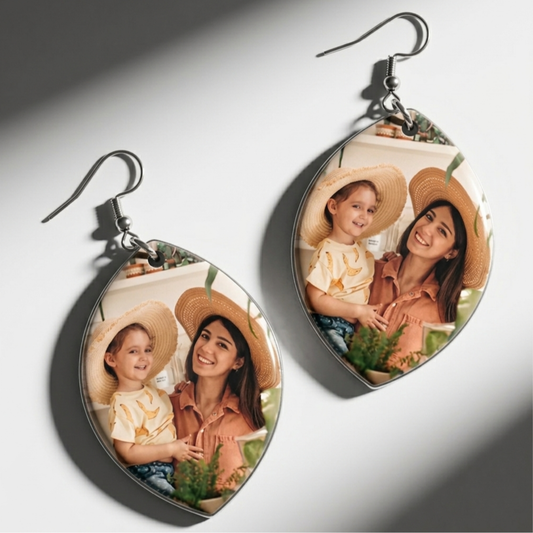 Custom Photo Acrylic Earrings Personalized Oval Earrings Gift For Mother's Day