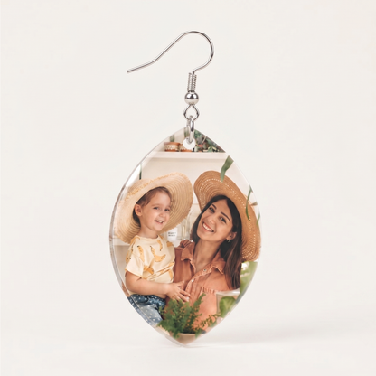Custom Photo Acrylic Earrings Personalized Oval Earrings Gift For Mother's Day
