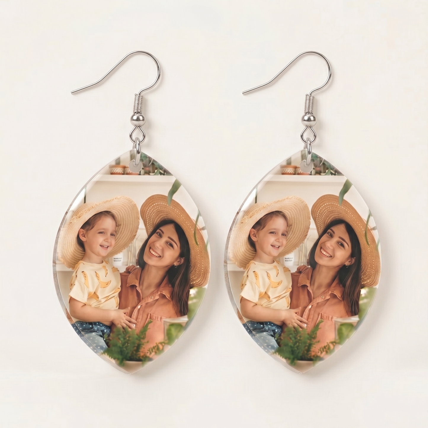 Custom Photo Acrylic Earrings Personalized Oval Earrings Gift For Mother's Day