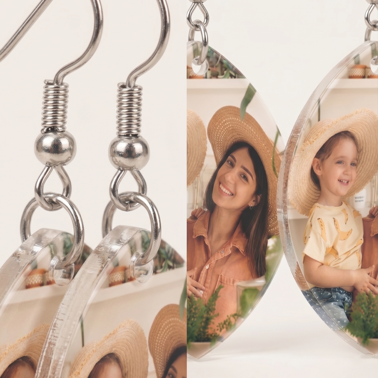 Custom Photo Acrylic Earrings Personalized Oval Earrings Gift For Mother's Day