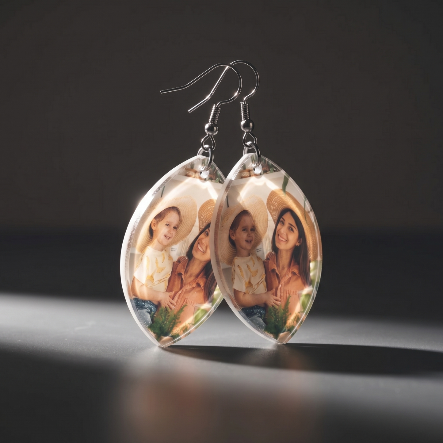 Custom Photo Acrylic Earrings Personalized Oval Earrings Gift For Mother's Day