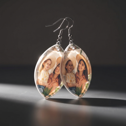 Custom Photo Acrylic Earrings Personalized Oval Earrings Gift For Mother's Day