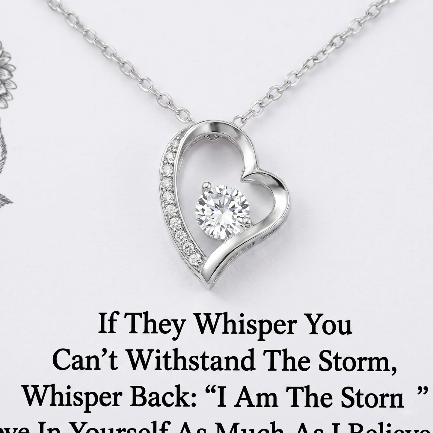 Custom Birth Flower Message Card with Heart Necklace Personalized Jewelry Birthday Gift for Daughter