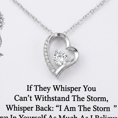 Custom Birth Flower Message Card with Heart Necklace Personalized Jewelry Birthday Gift for Daughter
