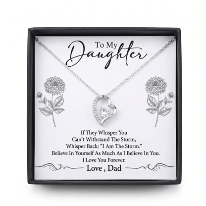 Custom Birth Flower Message Card with Heart Necklace Personalized Jewelry Birthday Gift for Daughter