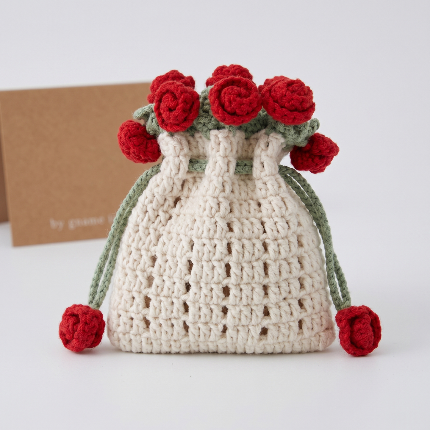 DIY Knitted Rose Bouquet Bag Woven Bucket Bag Ready-Made Hand-woven Flower Bouquet Gift For Mother or