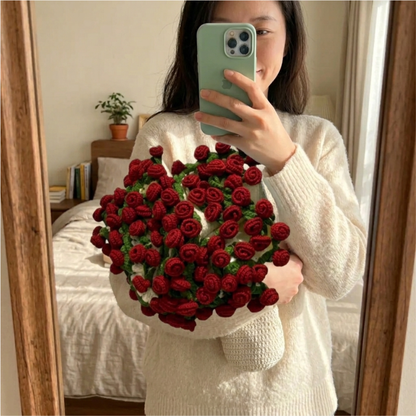 Hand-Knitted Rose Blanket DIY Kit & Ready-Made Gift for Mother's Day Valentine's Day