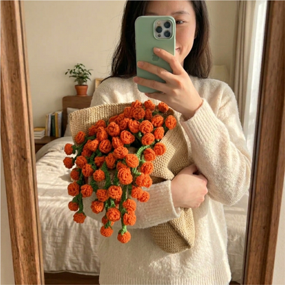 Hand-Knitted Rose Blanket DIY Kit & Ready-Made Gift for Mother's Day Valentine's Day