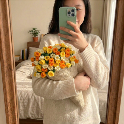 Hand-Knitted Rose Blanket DIY Kit & Ready-Made Gift for Mother's Day Valentine's Day