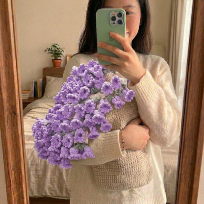 Hand-Knitted Rose Blanket DIY Kit & Ready-Made Gift for Mother's Day Valentine's Day
