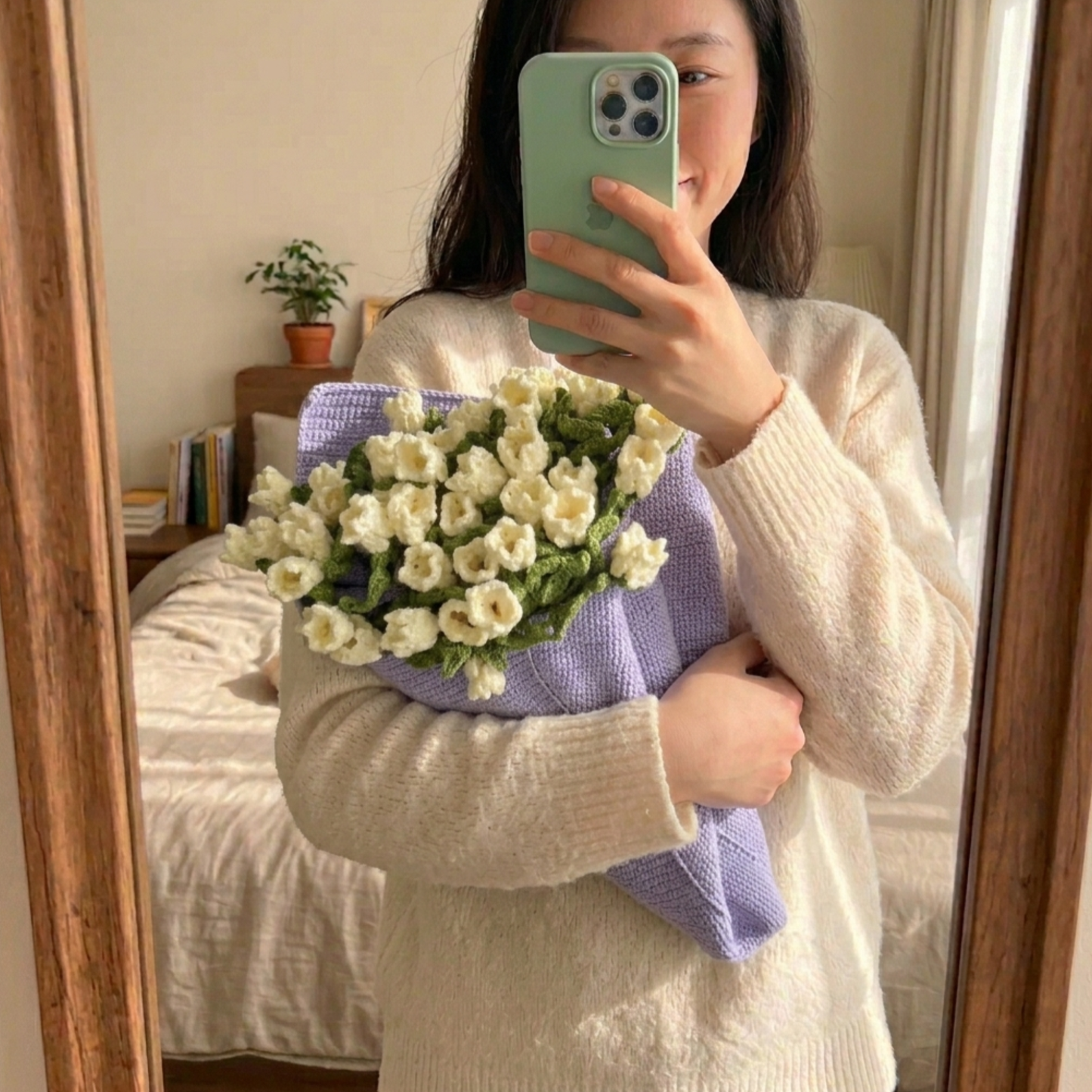 Hand-Knitted Rose Blanket DIY Kit & Ready-Made Gift for Mother's Day Valentine's Day
