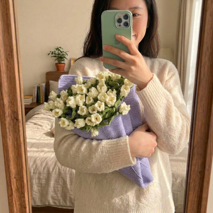 Hand-Knitted Rose Blanket DIY Kit & Ready-Made Gift for Mother's Day Valentine's Day