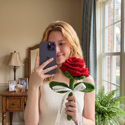 Handmade Crochet Giant Rose Sunflower Carnation Flower Bouquet Floral Gift for Mother