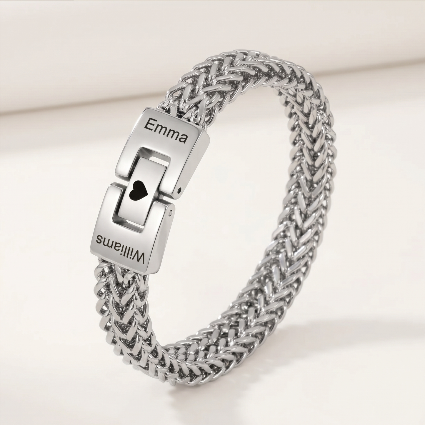 Personalized Men's Stainless Steel Interlocking Bracelet with Engraved Names Bracelet Gift for Him