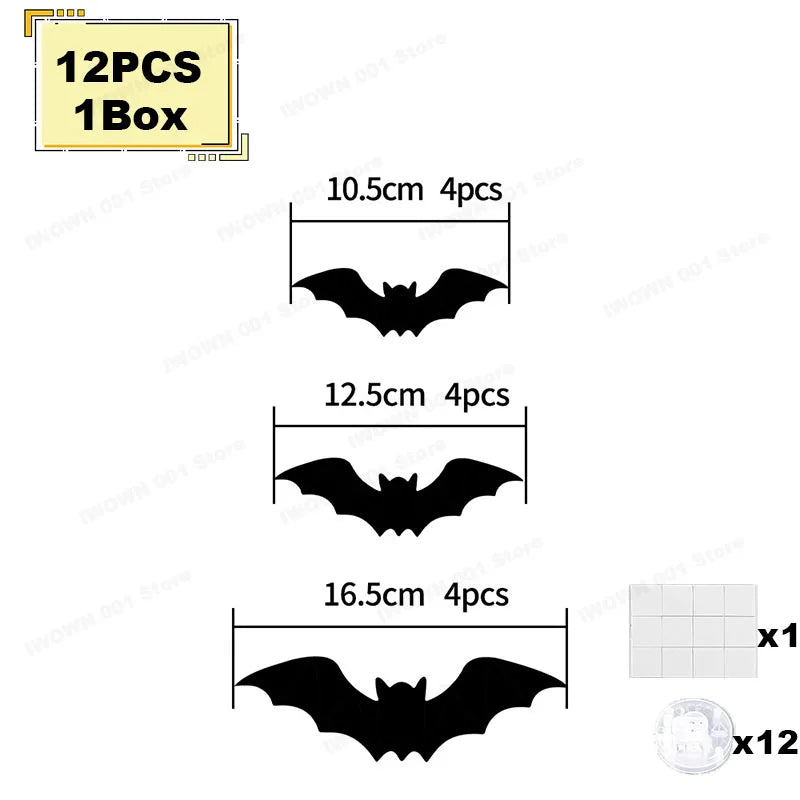 Halloween Bat Wall Stickers Purple Lights PVC Self Adhesive Stickers for Haunted House Party Indoor Outdoor Window Wall Decor