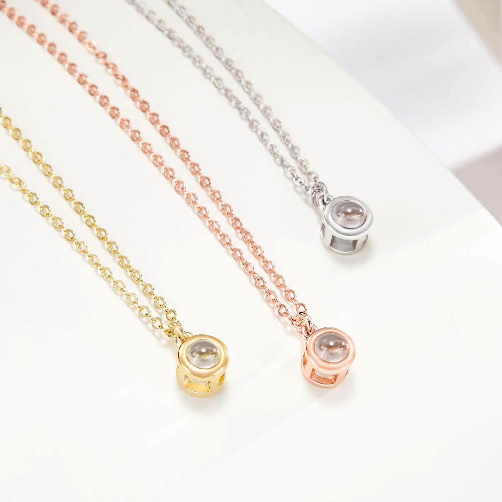 Personalized Circle Photo Projection Necklace – Custom Picture Jewelry Gift for Her, Mom & Wife