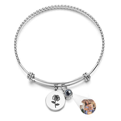 Custom Photo Projection Bracelet Birth Flower Valentine's Day Gift Birthday Gift Mother's Day Gift