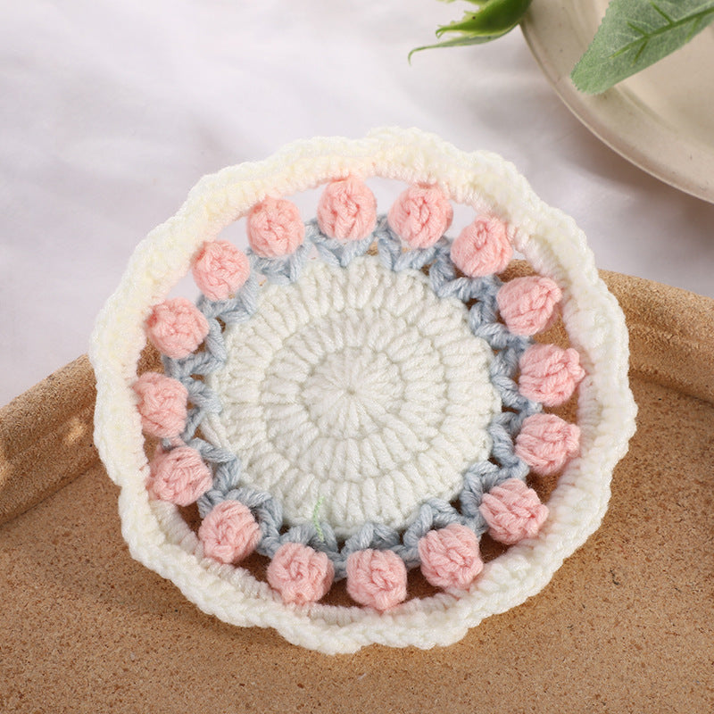 Mother's Day Gifts Handmade Crochet Tulip Coaster Set with Transformable Floral Design Eco-Friendly Home