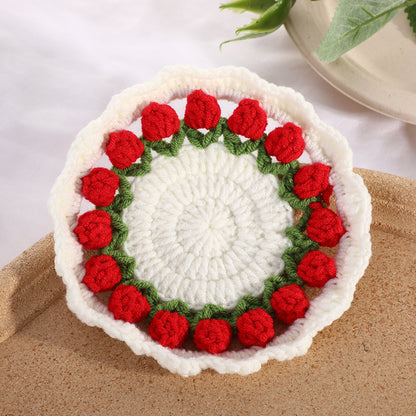 Mother's Day Gifts Handmade Crochet Tulip Coaster Set with Transformable Floral Design Eco-Friendly Home
