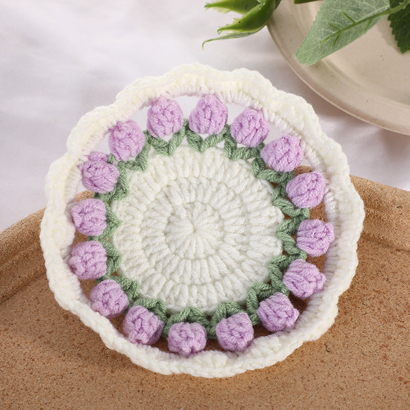 Mother's Day Gifts Handmade Crochet Tulip Coaster Set with Transformable Floral Design Eco-Friendly Home