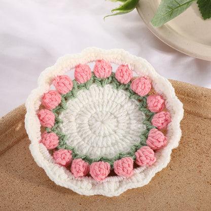 Mother's Day Gifts Handmade Crochet Tulip Coaster Set with Transformable Floral Design Eco-Friendly Home