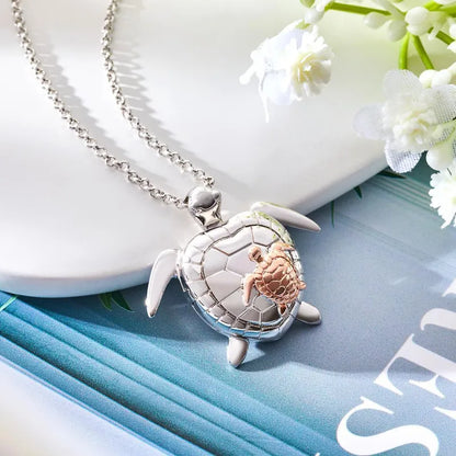 Custom Photo Engraved Name Necklace Sea Turtle Locket Necklace Mother's Day Gift for Mom