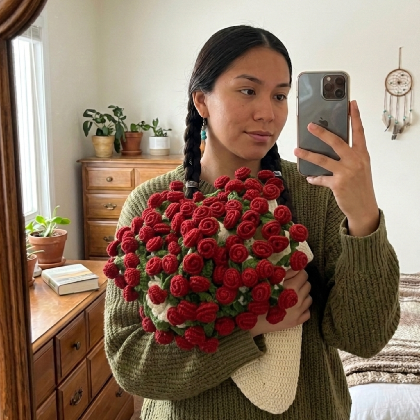 Crochet Flower Bouquet Blanket Mother's Day Gift for Her