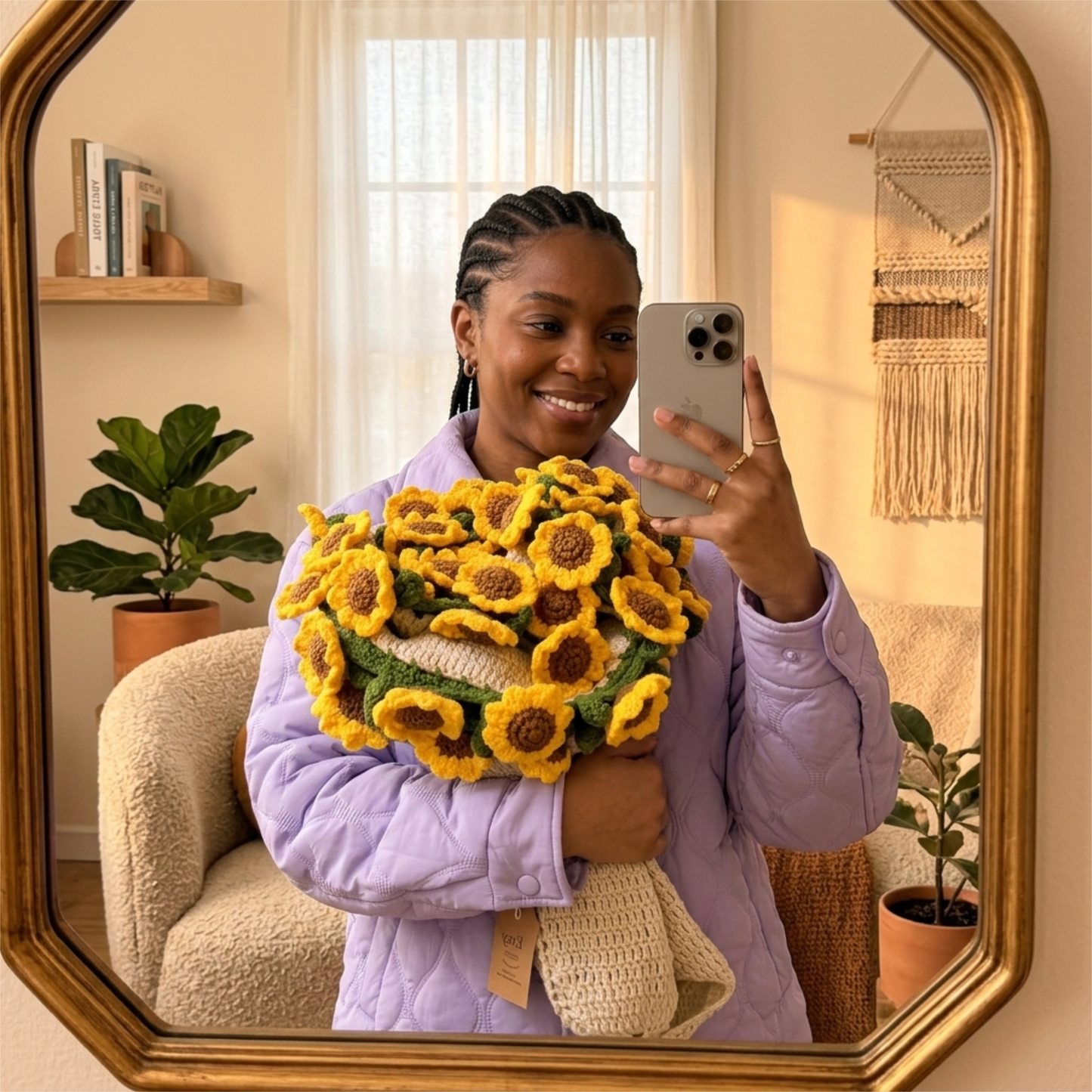 Crochet Flower Bouquet Blanket Elegant Mother's Day Gift for Her About 7 days for Production