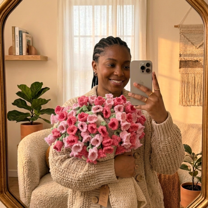 Crochet Flower Bouquet Blanket Elegant Mother's Day Gift for Her About 7 days for Production