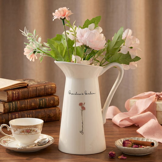 Personalized Birth Flower Ceramic Vase Home Decoration Birthday Gift for Mom Grandma