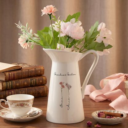 Personalized Birth Flower Ceramic Vase Home Decoration Birthday Gift for Mom Grandma