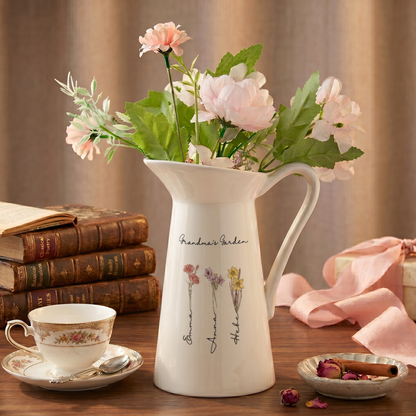 Personalized Birth Flower Ceramic Vase Home Decoration Birthday Gift for Mom Grandma