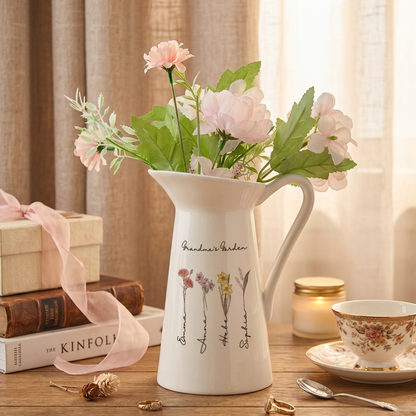 Personalized Birth Flower Ceramic Vase Home Decoration Birthday Gift for Mom Grandma