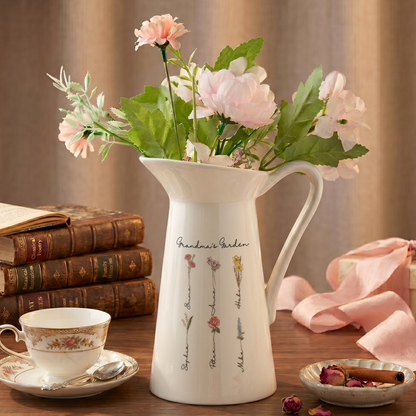 Personalized Birth Flower Ceramic Vase Home Decoration Birthday Gift for Mom Grandma