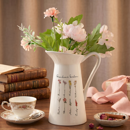Personalized Birth Flower Ceramic Vase Home Decoration Birthday Gift for Mom Grandma