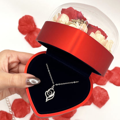 Eternal Rose Jewelry Box with Photo Projection Necklace | Ready-to-Gift