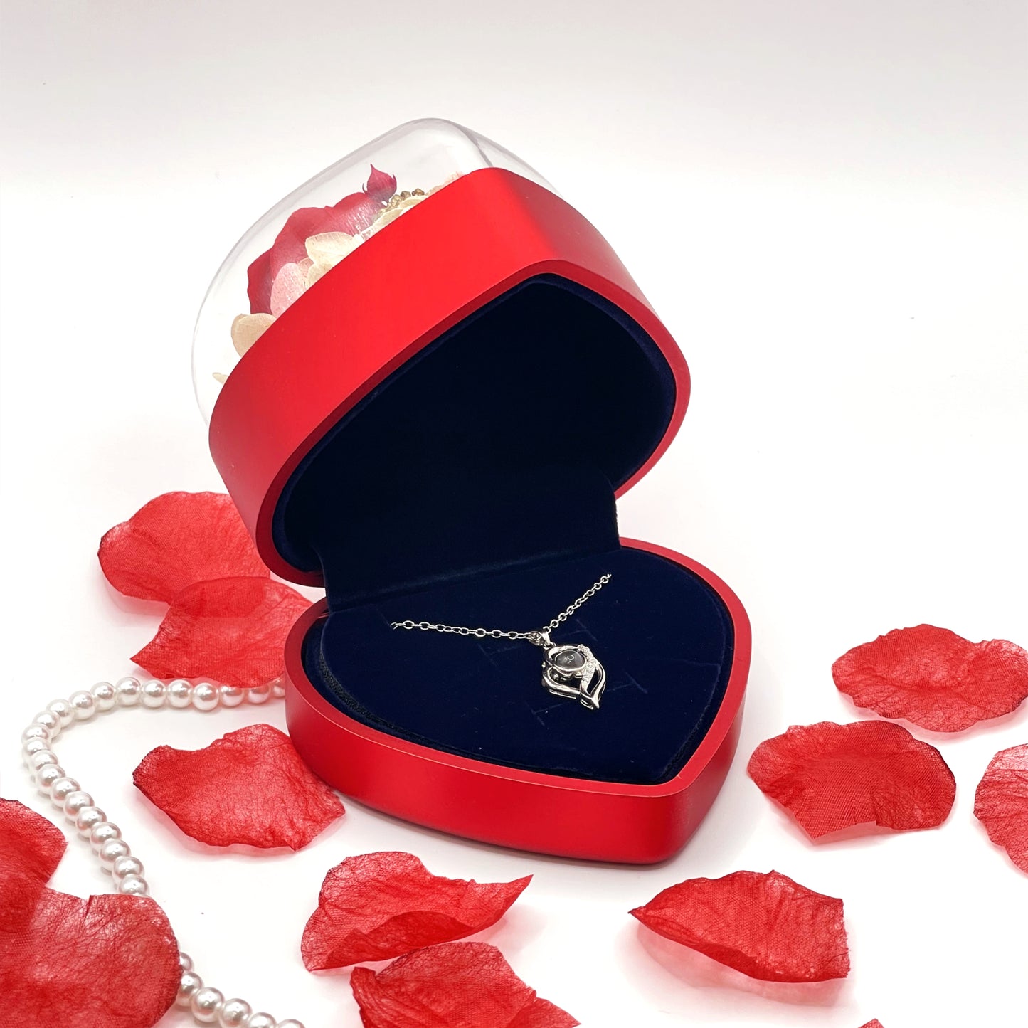 Eternal Rose Jewelry Box with Photo Projection Necklace | Ready-to-Gift