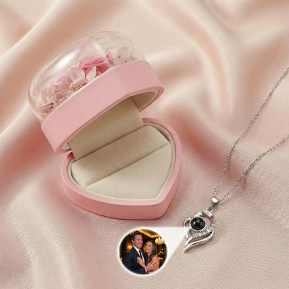 Eternal Rose Jewelry Box with Photo Projection Necklace | Ready-to-Gift