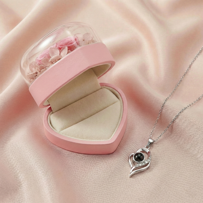 Eternal Rose Jewelry Box with Photo Projection Necklace | Ready-to-Gift