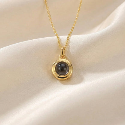 Personalized Circle Photo Projection Necklace – Custom Picture Jewelry Gift for Her, Mom & Wife